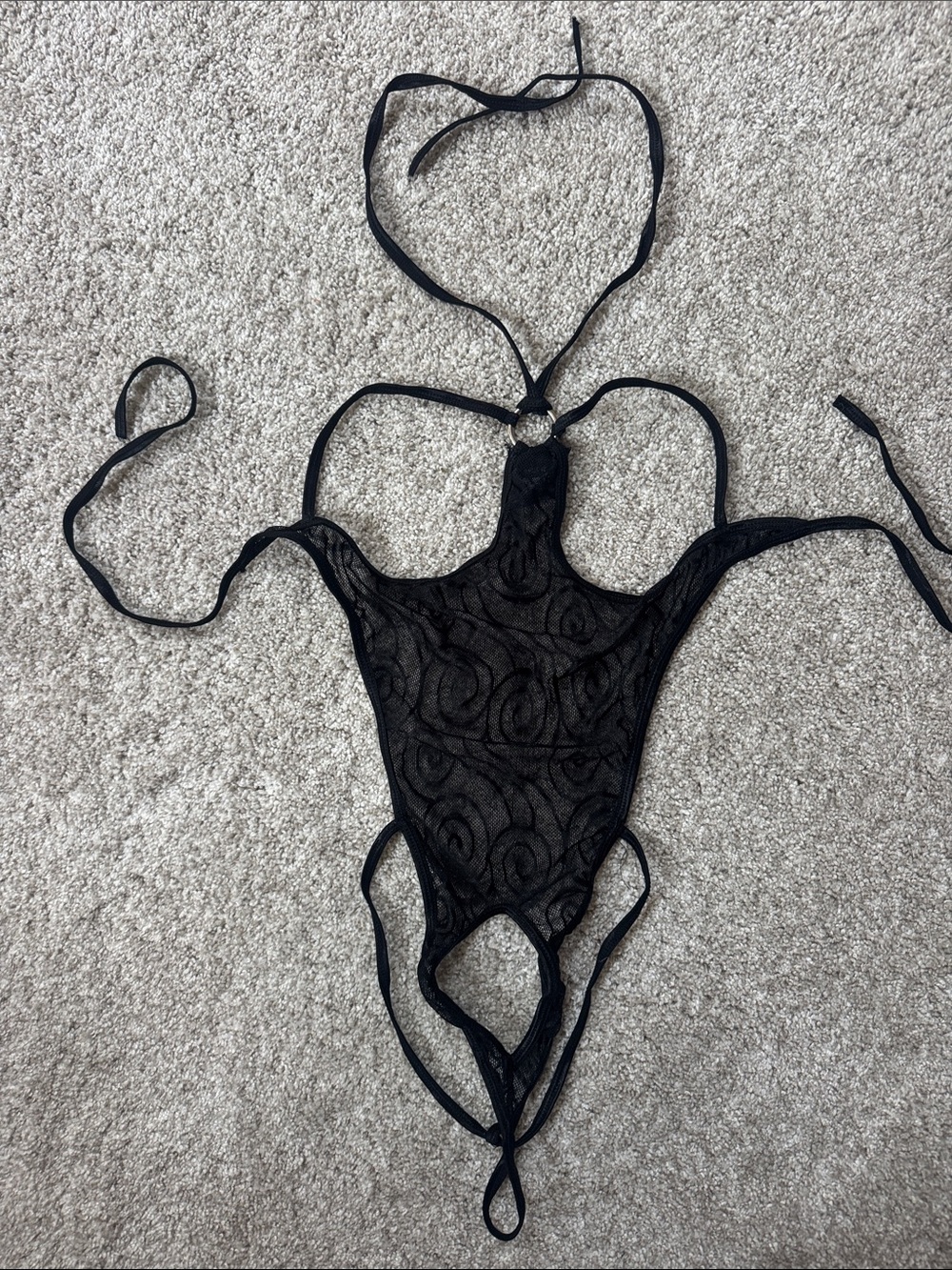 Sheer Black Lace One-Piece Teddy